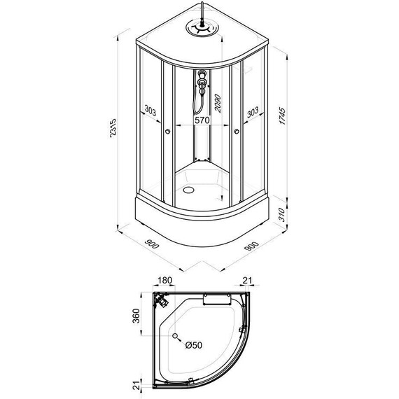 Душевая кабина Тритон Грэй 90x90 см Щ0000067303, белый/тонированное фото 15