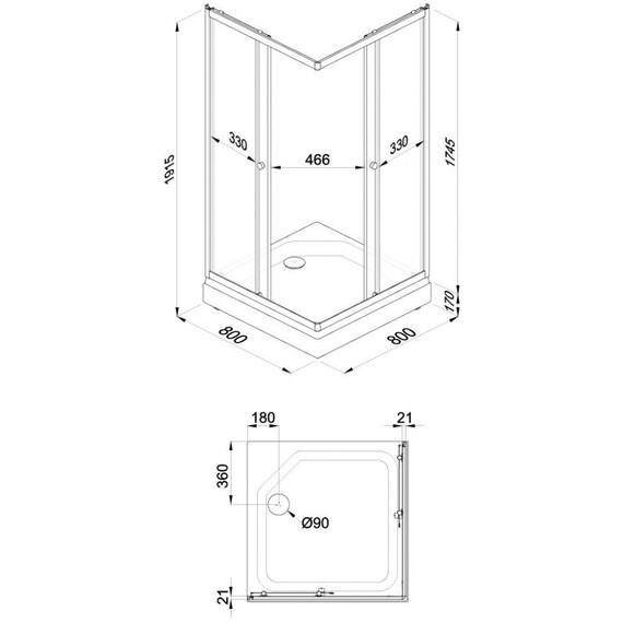 Душевое ограждение Triton Вельвет 80x80 см Щ0000071051, белый/матовое фото 8