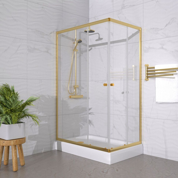 Душевое ограждение Triton Вента 120x80 см Щ0000073919, золото/прозрачное фото 3