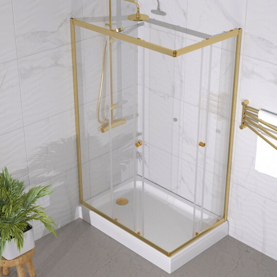 Душевое ограждение Triton Вента 120x80 см Щ0000073919, золото/прозрачное фото 4