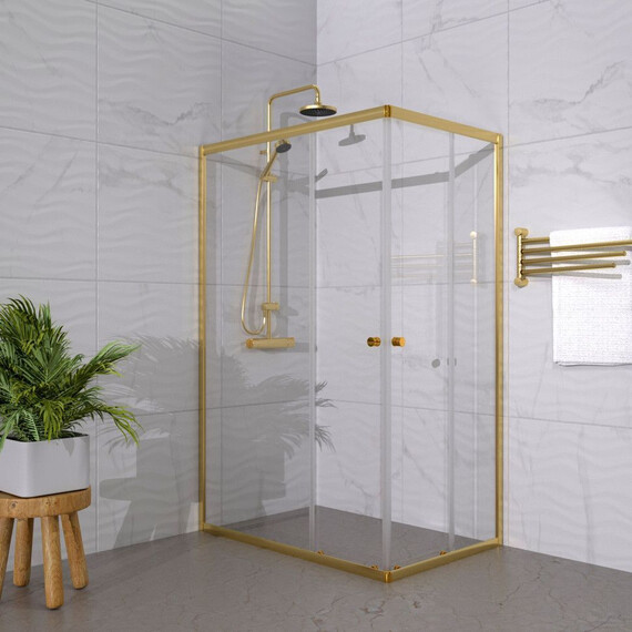 Душевое ограждение Triton Вента 120x80 см Щ0000073920, золото/прозрачное фото 3