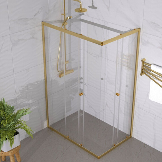 Душевое ограждение Triton Вента 120x80 см Щ0000073920, золото/прозрачное фото 4