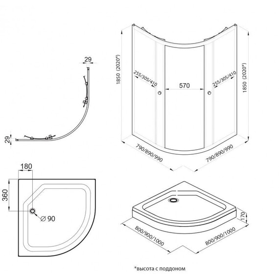 Душевое ограждение Triton Альфа 90x90 см Щ0000073921, золото/прозрачное фото 10