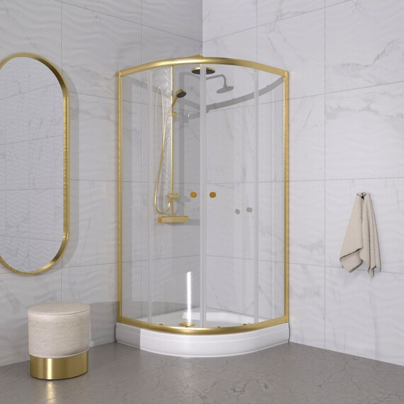 Душевое ограждение Triton Альфа 90x90 см Щ0000073921, золото/прозрачное фото 3