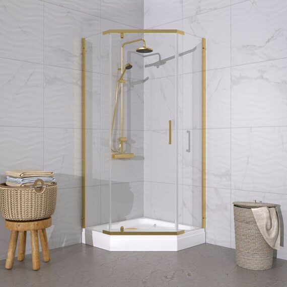 Душевое ограждение Triton Дека 90x90 см Щ0000073923, золото/прозрачное фото 3