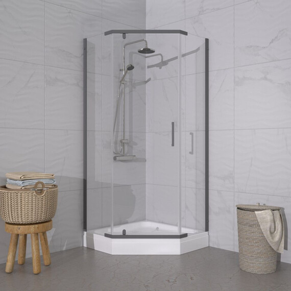 Душевое ограждение Triton Дека 100x100 см Щ0000073926, графит/прозрачное фото 3