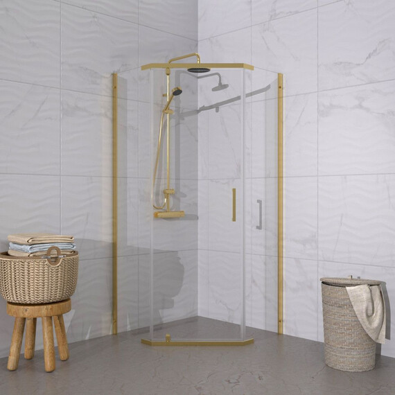Душевое ограждение Triton Дека 100x100 см Щ0000073928, золото/прозрачное фото 3