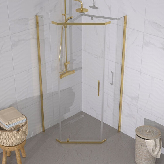 Душевое ограждение Triton Дека 100x100 см Щ0000073928, золото/прозрачное фото 4