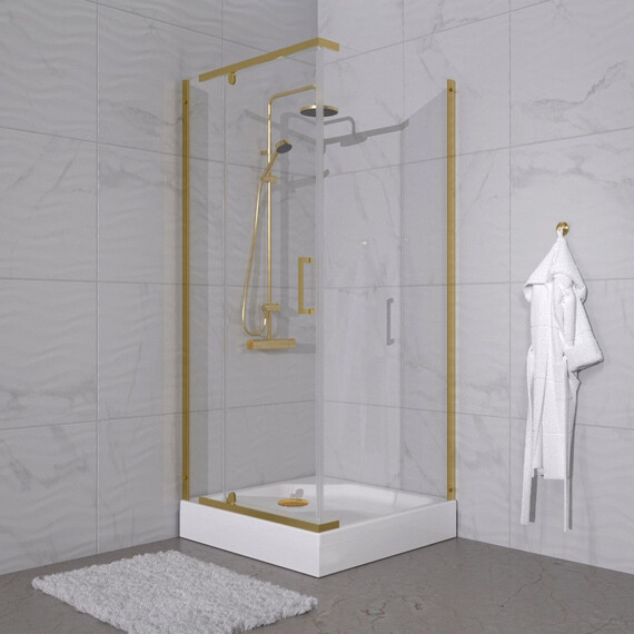 Душевое ограждение Triton Терра 90x90 см Щ0000073931, золото/прозрачное фото 3