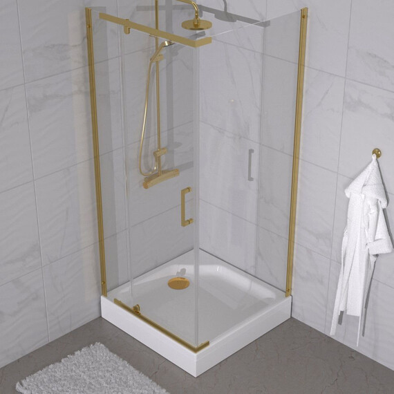 Душевое ограждение Triton Терра 90x90 см Щ0000073931, золото/прозрачное фото 4