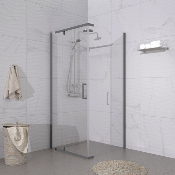 Душевое ограждение Triton Терра 90x90 см Щ0000073937, графит/прозрачное фото 3