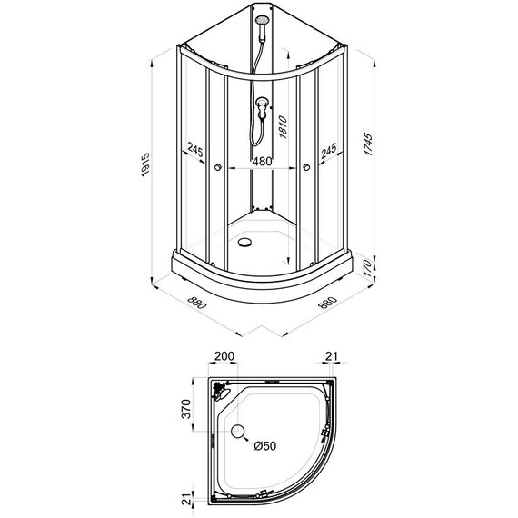 Душевая кабина Тритон Экстра 88x88 см Щ0000076116, белый/прозрачное фото 13