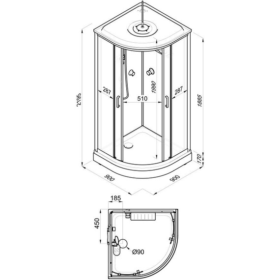 Душевая кабина Тритон Прайм 90x90 см Щ0000076117, чёрный/матовое фото 22