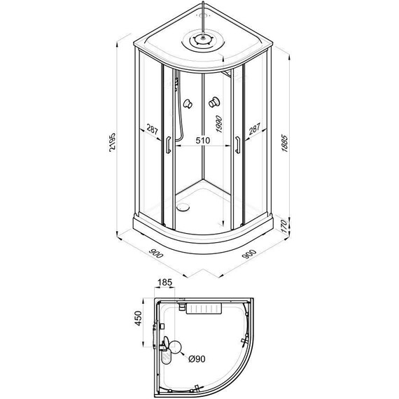 Душевая кабина Тритон Прайм 90x90 см Щ0000076118, сатин/матовое фото 13