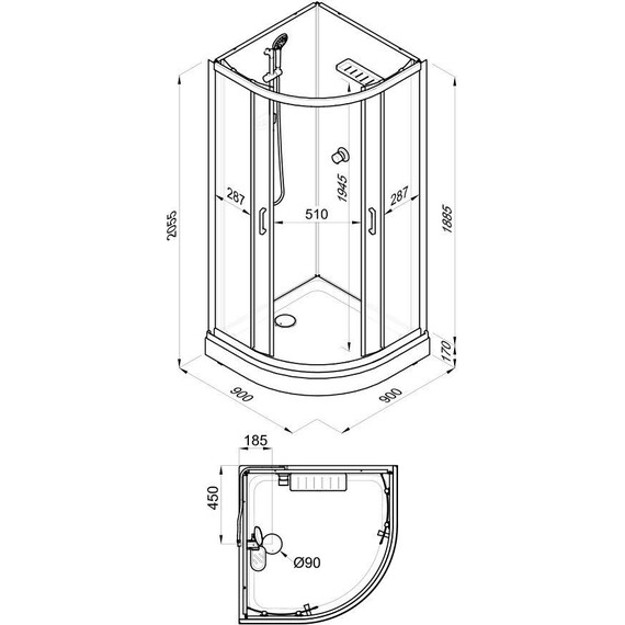 Душевая кабина Тритон Прайм 90x90 см Щ0000077366, чёрный/прозрачное фото 23