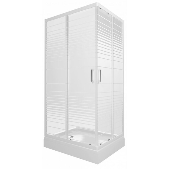 Душевое ограждение Triton Фьюжн 100x80 см Щ0000078656, белый/полосы фото 