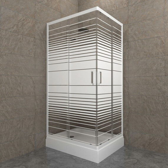 Душевое ограждение Triton Фьюжн 100x80 см Щ0000078656, белый/полосы фото 2