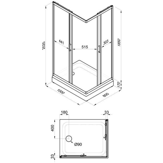 Душевое ограждение Triton Фьюжн 100x80 см Щ0000078656, белый/полосы фото 7