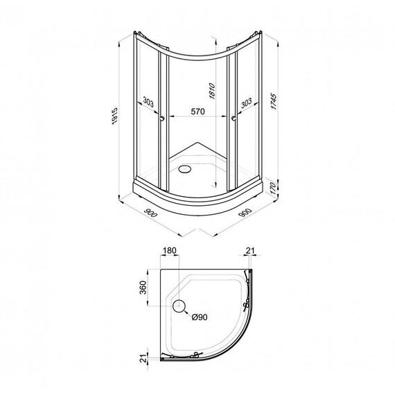 Душевое ограждение Triton Грэй 90x90 см Щ0000066464, белый/тонированное фото 11