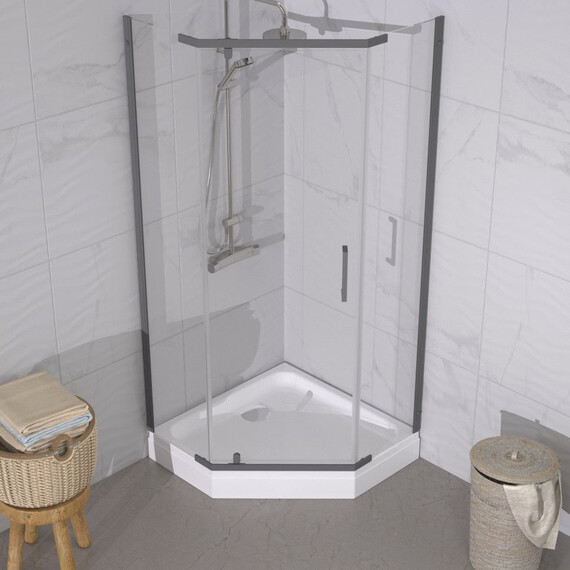 Душевое ограждение Triton Дека 90x90 см Щ0000073925, графит/прозрачное фото 4