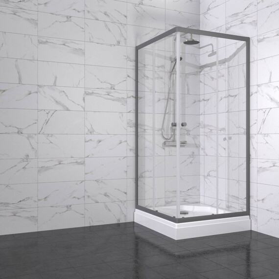 Душевое ограждение Triton Вента 90x90 см Щ0000076257, графит/прозрачное фото 3