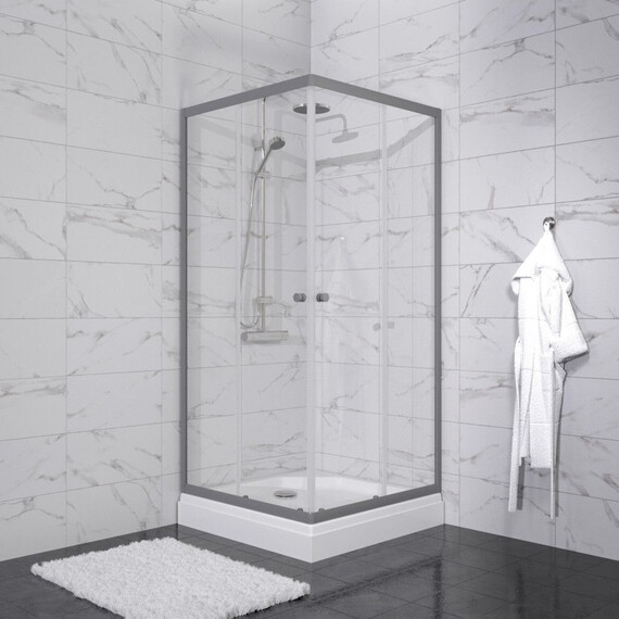 Душевое ограждение Triton Вента 90x90 см Щ0000076257, графит/прозрачное фото 4