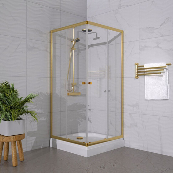 Душевое ограждение Triton Вента 90x90 см Щ0000076255, золото/прозрачное фото 5
