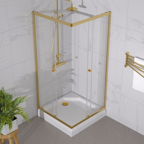 Душевое ограждение Triton Вента 90x90 см Щ0000076255, золото/прозрачное фото 6