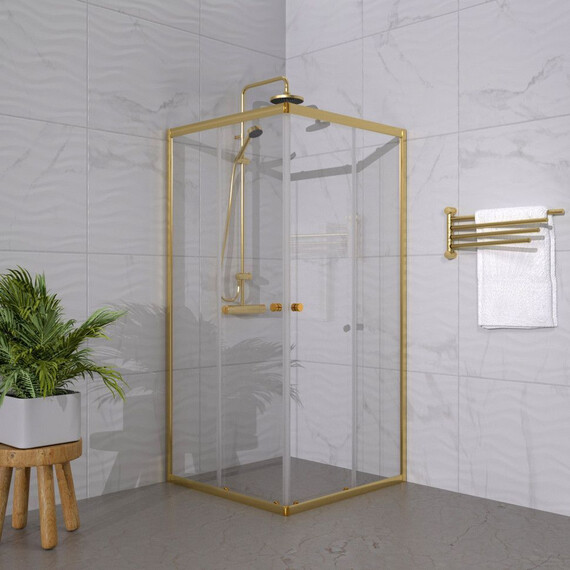 Душевое ограждение Triton Вента 90x90 см Щ0000076256, золото/прозрачное фото 4