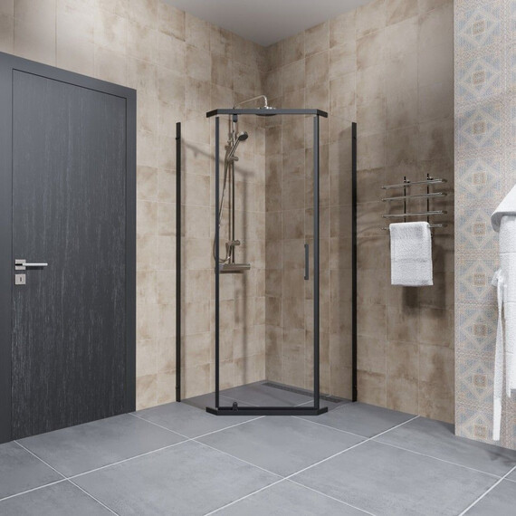 Душевое ограждение Triton Дека 100x100 см Щ0000062934, чёрный/прозрачное фото 6