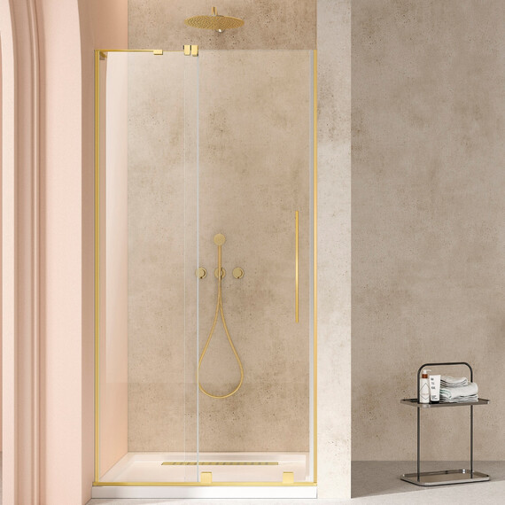 Душевая дверь Vincea Walk-In 120 см VDS-4WSL120CLG-L (стекло 8 мм) брашированное золото/прозрачное фото 