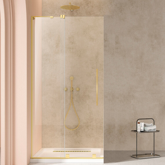 Душевая перегородка Vincea Walk-In 120 см VSW-4WSL120CLG-L (стекло 8 мм) брашированное золото/прозрачное фото 