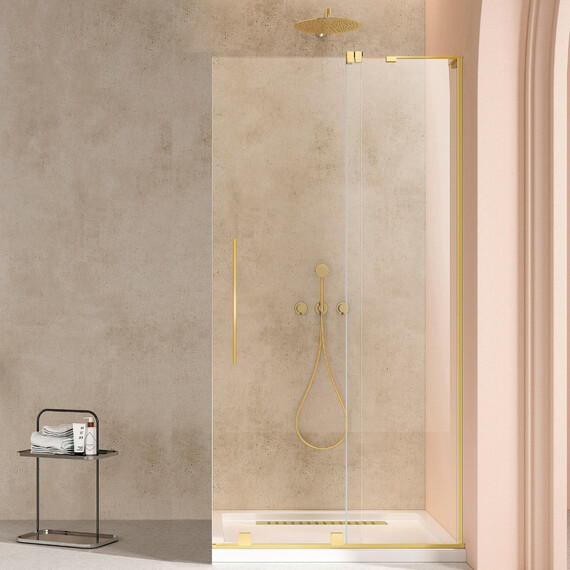 Душевая перегородка Vincea Walk-In 120 см VSW-4WSL120CLG-R (стекло 8 мм) брашированное золото/прозрачное фото 