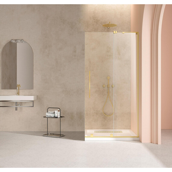 Душевая перегородка Vincea Walk-In 120 см VSW-4WSL120CLG-R (стекло 8 мм) брашированное золото/прозрачное фото 2