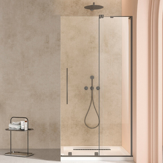 Душевая перегородка Vincea Walk-In 120 см VSW-4WSL120CLGM-R (стекло 8 мм) вороненая сталь/прозрачное фото 