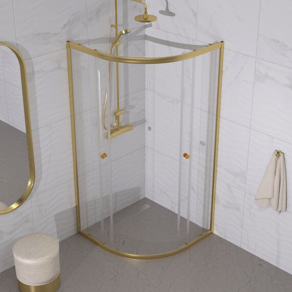 Душевое ограждение Triton Альфа 90x90 см Щ0000073922, золото/прозрачное фото 4