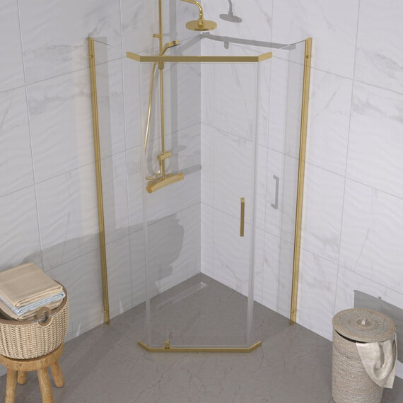 Душевое ограждение Triton Дека 90x90 см Щ0000073927, золото/прозрачное фото 3