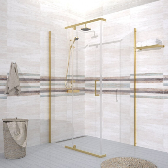 Душевое ограждение Triton Терра 120x90 см Щ0000073934, золото/прозрачное фото 3