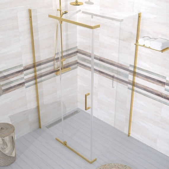 Душевое ограждение Triton Терра 120x90 см Щ0000073934, золото/прозрачное фото 4
