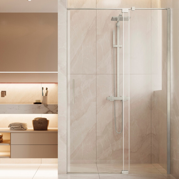 Душевая дверь Vincea Extenza 100-110 см VDP-4EX1011CLBN (стекло 8 мм) брашированный никель/прозрачное фото 