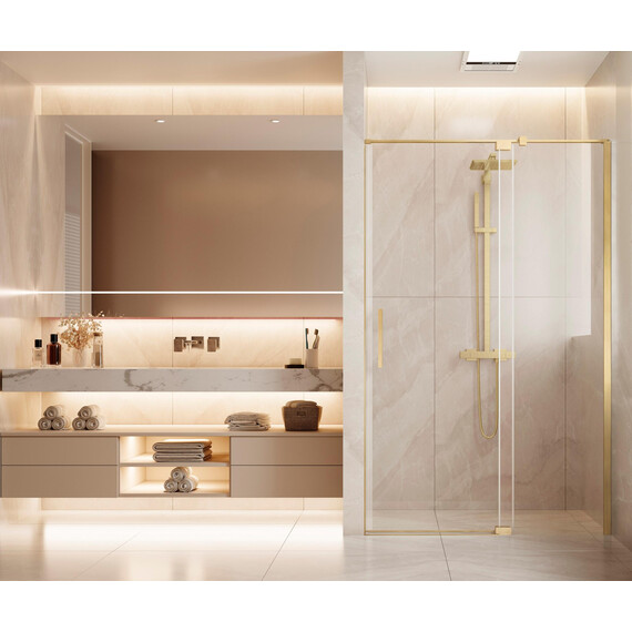Душевая дверь Vincea Extenza 110-120 см VDP-4EX1112CLG (стекло 8 мм) брашированное золото/прозрачное фото 2