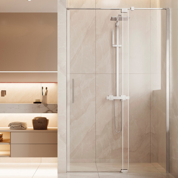 Душевая дверь Vincea Extenza 110-120 см VDP-4EX1112CL (стекло 8 мм) хром/прозрачное фото 