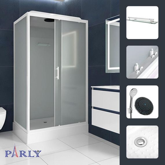 Душевая кабина Parly Bett 120х80 см BETT120, белый/матовое (безсиликоновая сборка) фото 3