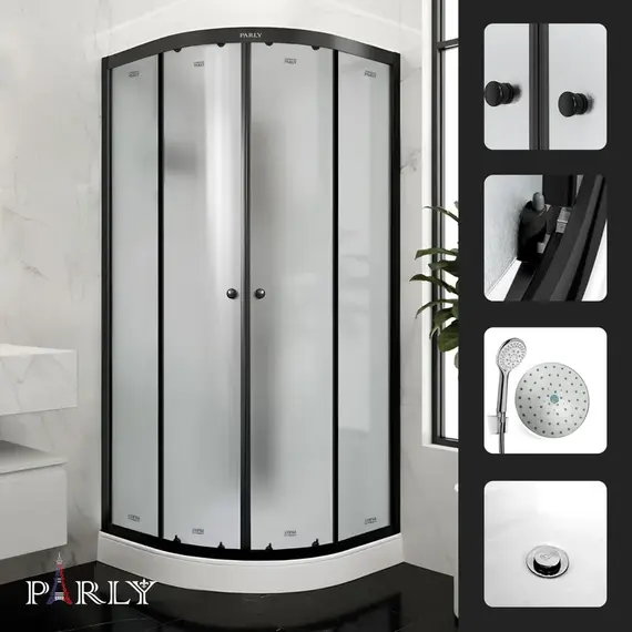 Душевая кабина Parly Bett 80х80 см B831, чёрный/матовое (безсиликоновая сборка) фото 3