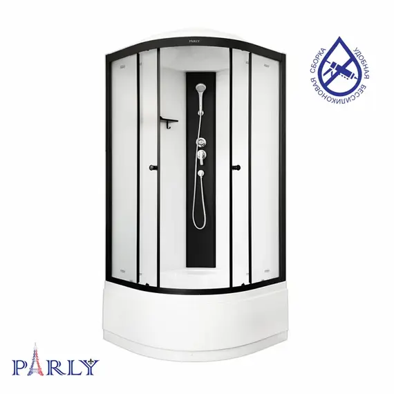 Душевая кабина Parly Bett 90х90 см B921, чёрный/матовое (безсиликоновая сборка) фото 3
