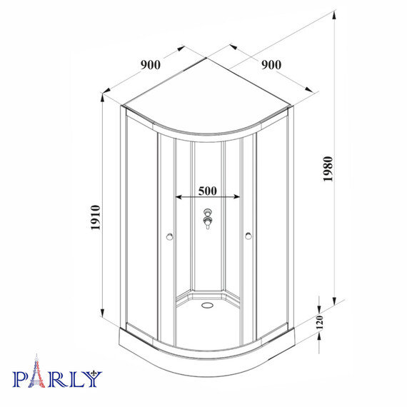 Душевая кабина Parly Bett 90х90 см B931, чёрный/матовое (безсиликоновая сборка) фото 7
