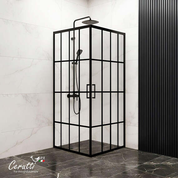 Душевое ограждение Ceruttispa Musa 90x90 см MUZA90N, чёрный матовый/прозрачное фото 3