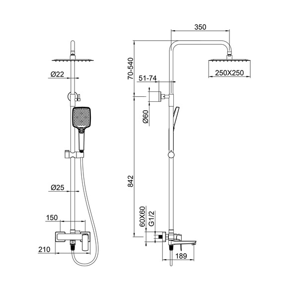 Душевая стойка Wonzon & Woghand Forza WW-739031-BN, брашированный никель фото 2
