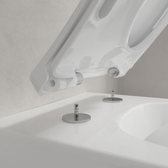 Унитаз подвесной безободковый Villeroy&Boch Venticello 4611RLR1 с тонким быстросъемным сиденьем микролифт (CeramicPlus) фото 7
