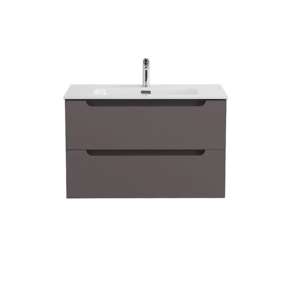 Тумба подвесная с раковиной BelBagno 80 см ETNA-800-2C-SO-GSO (раковина BB-8099-80) тёмно-серый матовый фото 